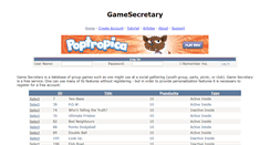 Desktop Screenshot of gamesecretary.com