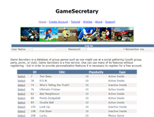 Tablet Screenshot of gamesecretary.com